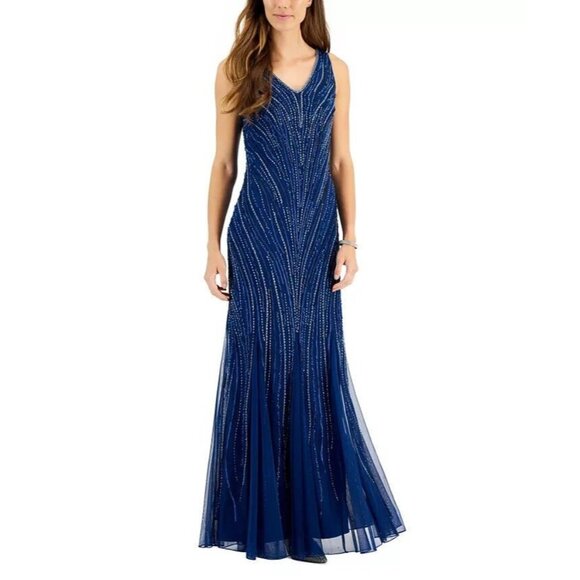 JKara Dresses & Skirts - JKara Women's V-Neck Embellished Illusion-Godet Gown size 16